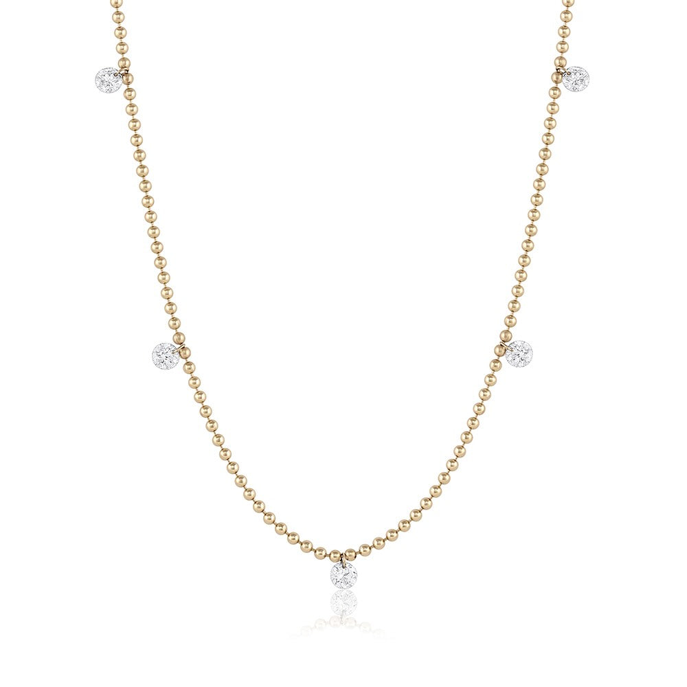 Floating Diamond Necklace – Ball Chain – EMBLM Fine Jewelry