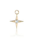 Gold star-shaped pendant with a diamond on a white background