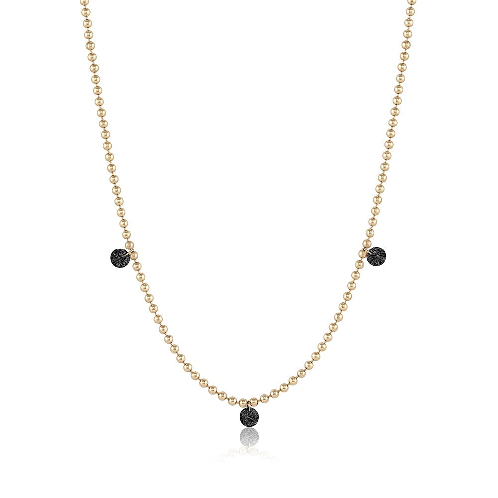 Triple Floating Black Diamond Necklace – Ball Chain – EMBLM Fine Jewelry