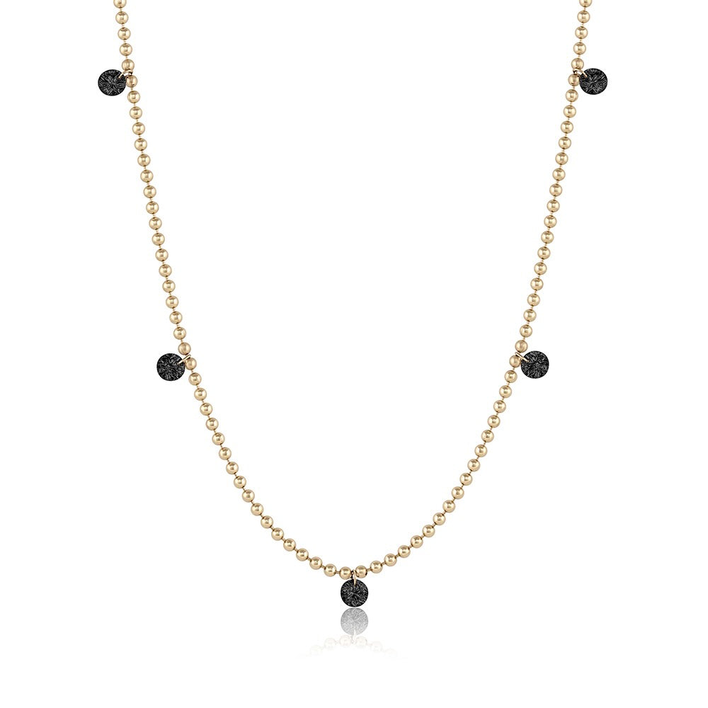 Floating Black Diamond Necklace – Ball Chain – EMBLM Fine Jewelry