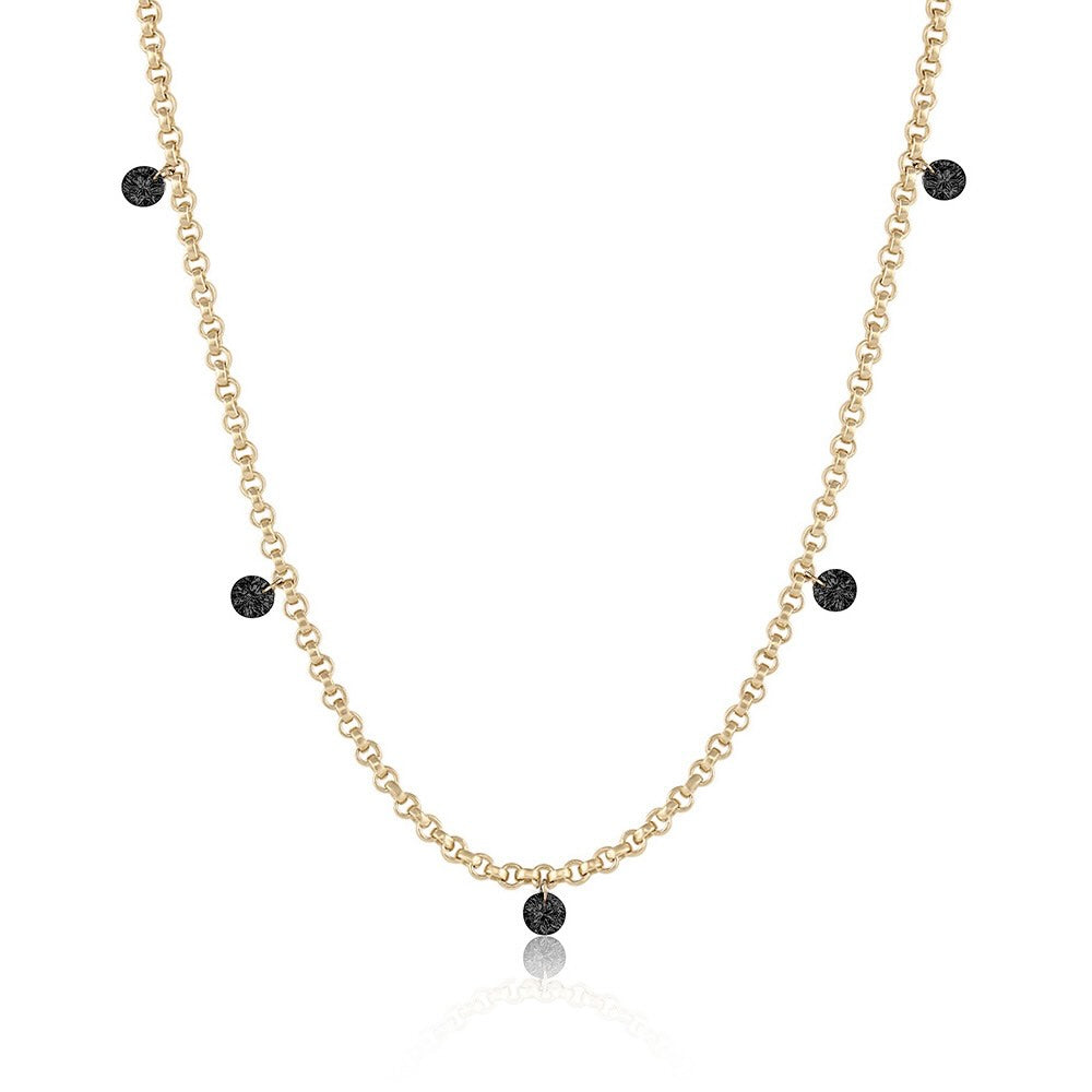 Floating Black Diamond Necklace – Rolo Chain – EMBLM Fine Jewelry