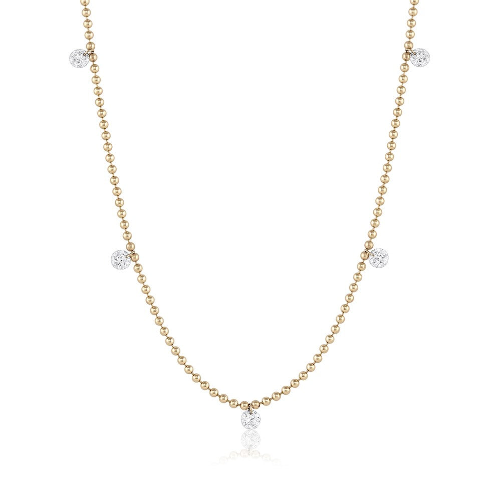 Floating Diamond Necklace – Ball Chain – EMBLM Fine Jewelry