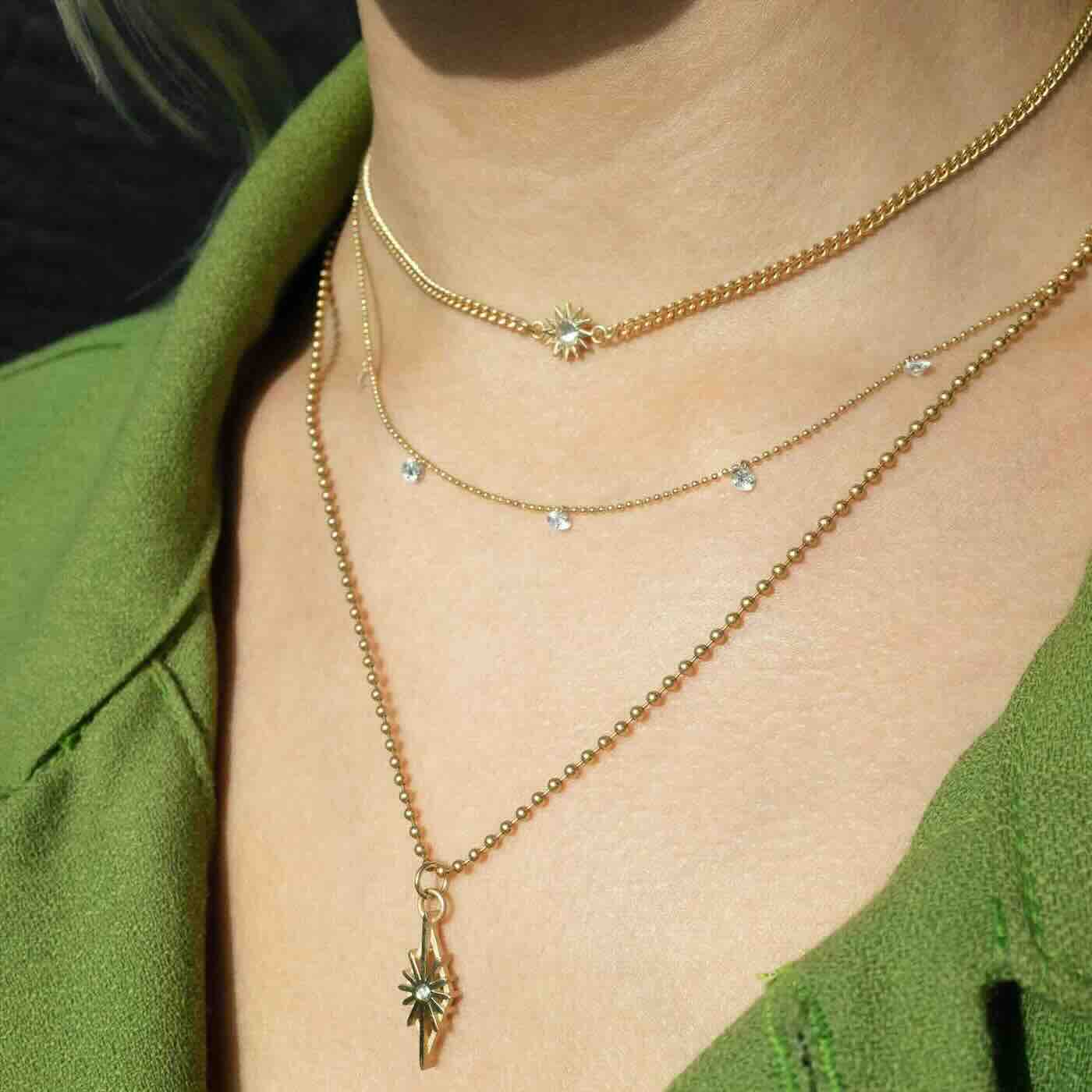 Floating Diamond Necklace – Ball Chain – EMBLM Fine Jewelry
