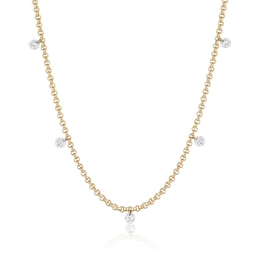 Floating Diamond Necklace – Rolo Chain – EMBLM Fine Jewelry