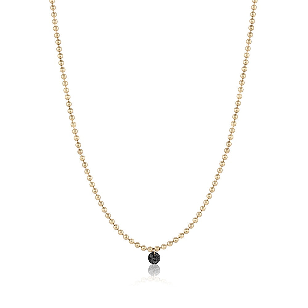 Single Floating Black Diamond Necklace – Ball Chain – EMBLM Fine Jewelry