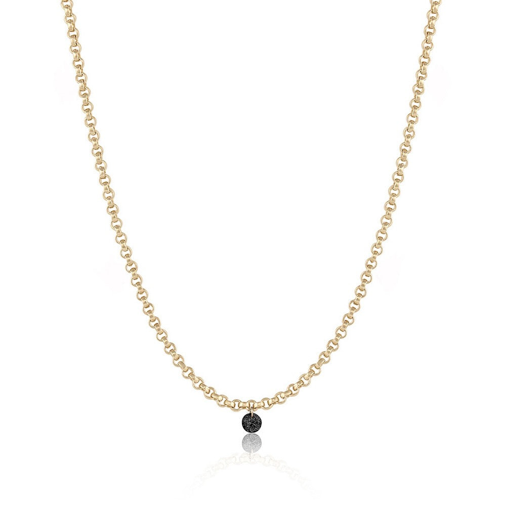 Single Floating Black Diamond Necklace – Rolo Chain – EMBLM Fine Jewelry