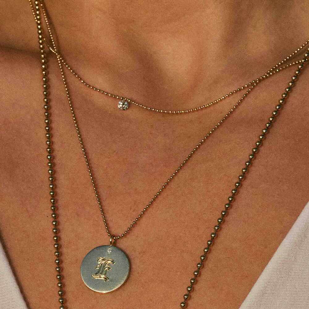 Single Floating Diamond Necklace – Ball Chain – EMBLM Fine Jewelry